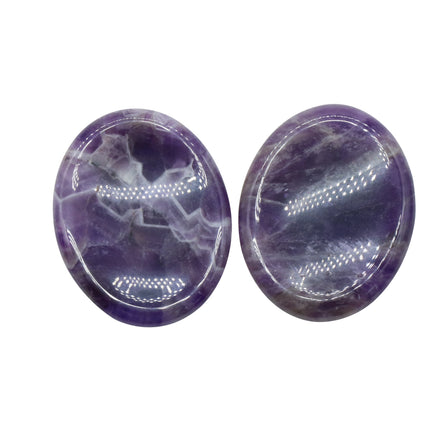 Natural Crystal Gemstone Amethyst Worry Stone Colorful Massage Healing Energy Worry Stone for Thump Massage