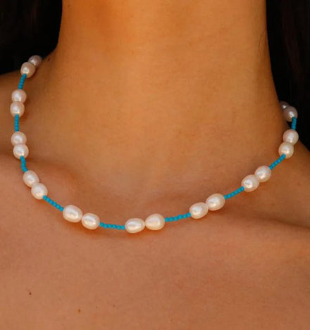 Maiou Handmade Boho Freshwater Pearl Beaded Choker Necklace Jewelry for Women