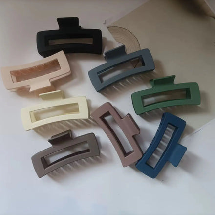 Wholesale Upgrade 13 CM Big Size Hair Clips for Thick Hair Frost Hollow Rectangle Square Plastic Hair Claw Clips
