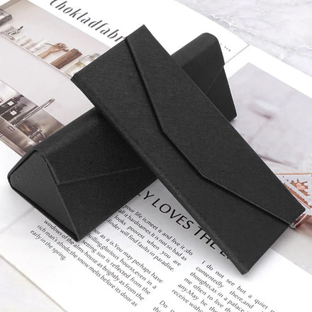 Newest Fashion Myopia Triangle Eyeglass Case Women Men Folding Elegant Custom Logo PU Leather Handmade Glasses Case