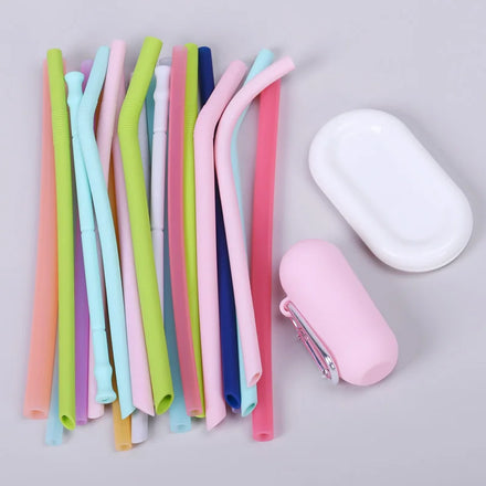 Wholesale Reusable BPA Free Foldable Tumbler Mug Cup Silicone Baby Bottle Drinking Silicone Straw With Case and Brush