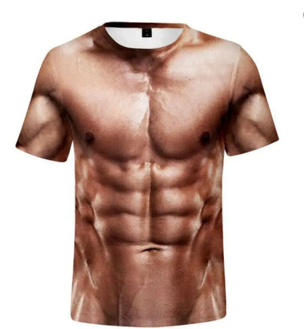 Muscle Tattoo 3D Print T-shirt for Summer Beach Holiday Men Short Sleeve 3d Digital Printing T-shirt Casual Tops