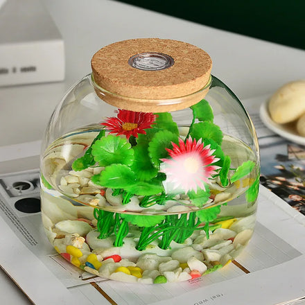 Home Decor Vase Glass Terrarium with Cork LED Light for Indoor Plants Moss Planting