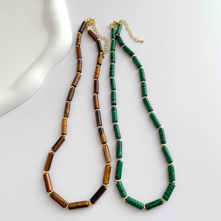 Maiou Designer Vintage Designer Handmade Natural Stone Long Beaded Necklace Jewelry for Women Ladies