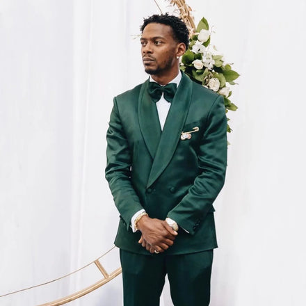 Dark Green Designer Groomsmen Wedding Tuxedos Slim Fit Men Suits 2 Pieces Sets Double Breasted Blazers Formal Suit Pant Clothing