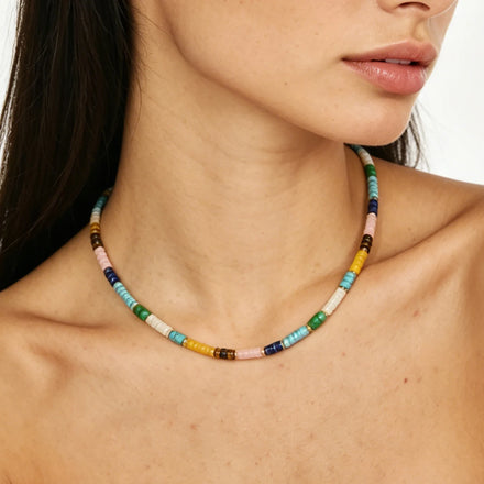 Handmade Natural Stone 18k Gold Plated Fashion Beads Necklace for Women Jewelry
