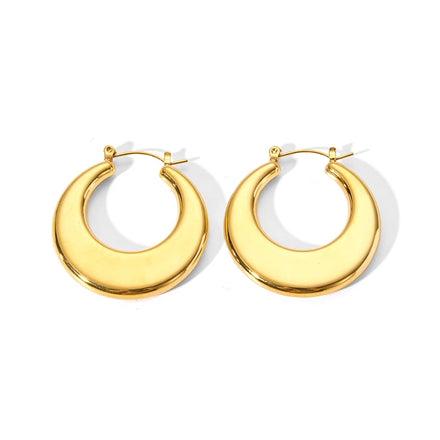 Minimalist Stainless Steel 18K PVD Plating Hollow Hoop Earrings High Polished Waterproof Jewelry for Woman