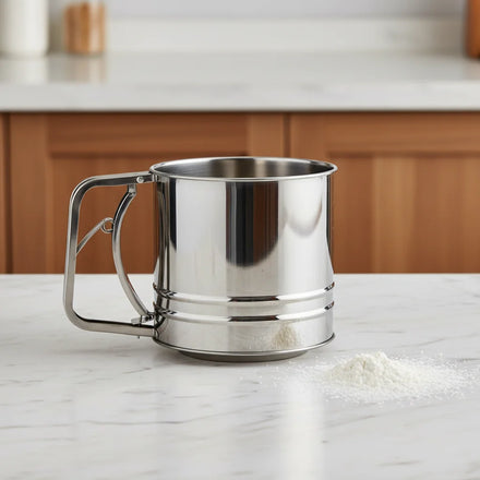 Hot Sale Double-Layer Stainless Steel Mesh Flour Sifter Hand Operated Sugar Shaker Cutters Dishwasher Safe Home Kitchen