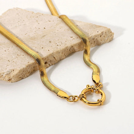 New Design Stainless Steel 18K Gold Plated Snake Chain Choker Necklace Jewelry for Women
