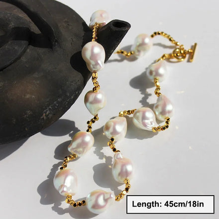 Elegant Handmade Natural Shell Pearl Gold Plated Vintage Beaded Necklace for Women-Eco-friendly Materials Perfect Gift