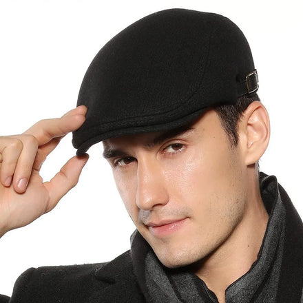 Men's Vintage 8 Panel Newsboy Cap Wool Blend Tweed Cabbie Hat with Snap Brim Ivy Hat Style