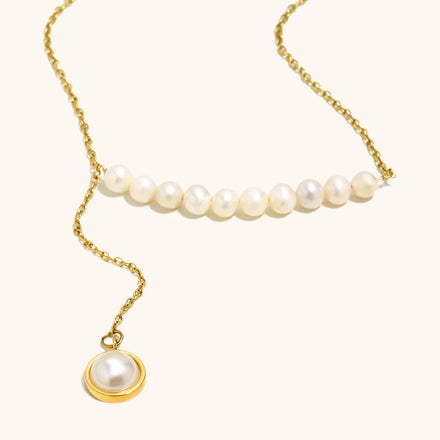 Maiou Trendy WaterProof Elegant Stainless Steel 18K Gold Plated Cute Chain Freshwater Pearl Necklace Jewelry for Women Jewelry