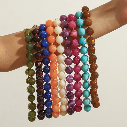 Maiou Handmade Multi Big Cloud-Shaped Resin Beads Necklace Fashion Bohemian Round Beads Chunky Necklace Women Jewelry
