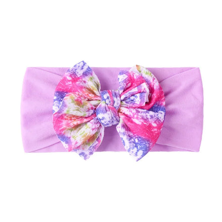 Baby Printed Oversized Bowknot Nylon Headbands Soft Stretch Infant Baby Hair Accessories Head Band