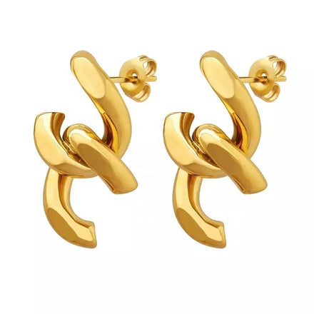 18K Gold Plated Stainless Steel Classic Chain Stud Earrings for Women-Wedding Engagement Party Drop Shipping