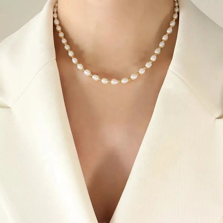 Handmade 18k Gold Plated Freshwater Pearl Beads Pendant Necklace for Women Jewelry Trendy Maiou