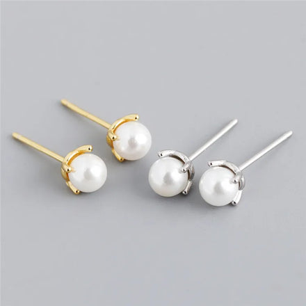 SP Cute Fashion Fine Jewelry 18K Gold Plated Studs S925 Sterling Silver Pearl Stud Earrings