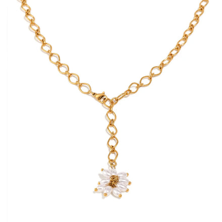 Maiou Designer Vintage Stainless Steel Waterproof 18K Gold Plated Chain Pearl Pendant Necklace Jewelry for Women