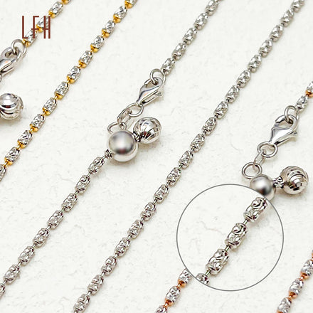 Wholesale Iced Out18k Pure Gold Jewelry Bling Bling Necklace Micro Diamond Ball Beads Rope 18k Solid Gold Link Chain