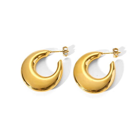 Hot Selling 18K Stainless Steel CC Hoop Earrings for Women Lovely Hollow Irregular Polished Geometric Design Waterproof Trendy