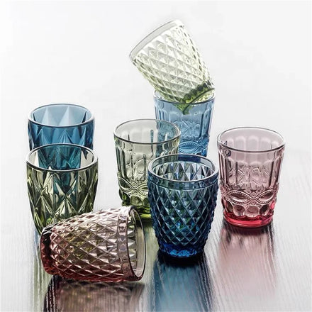 Handmade Embossed Lead Free Crystal Minimalist Design 301-400ml Solid Color Cocktail Drinking Glass for Giveaways
