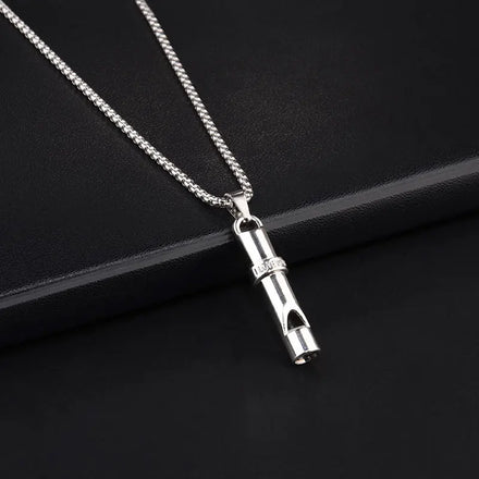 Fashion Punk Stainless Steel Loud Whistle Vintage Personalized Men Necklace for Emergency Hip Hop Necklace Jewelry Harajuku