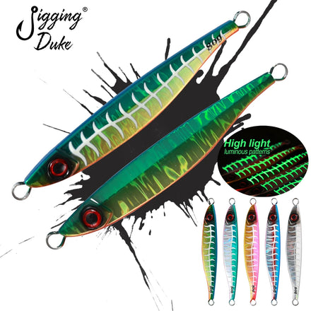 JiggingDuke Japan Quality 40g/60g/80g/100g Luminous Sardine Jigs Fishing Metal Jig Bait Slow Pitch Jigging Lure
