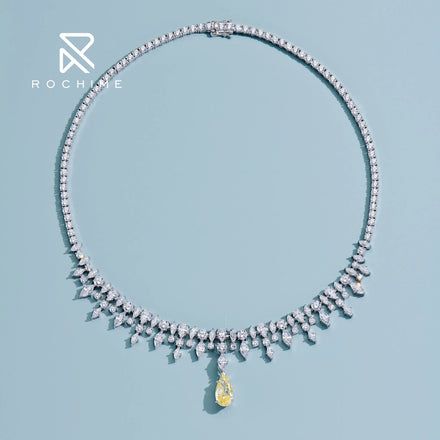 Rochime Luxury Designer Three Ways to Wear Pearl Diamond Necklace 925 Sterling Silver Zirconia Fashion Fine Jewelry for Ladies