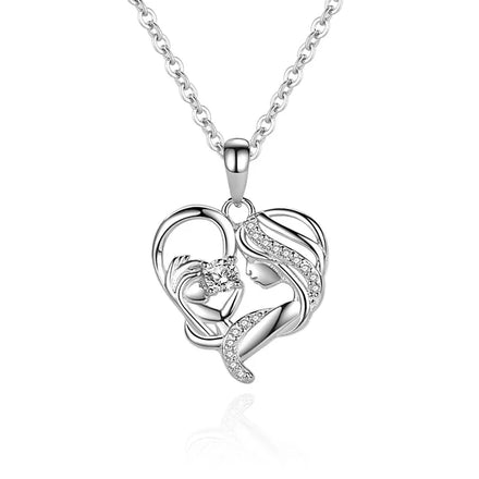 925 Sterling Silver Mom Necklace Heart Pendant Necklace Jewelry for Mothers Mom Grandmother