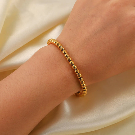 316l Stainless Steel Minimalist INS Gold Plated Waterproof Jewelry 5mm Bead Chain for Women