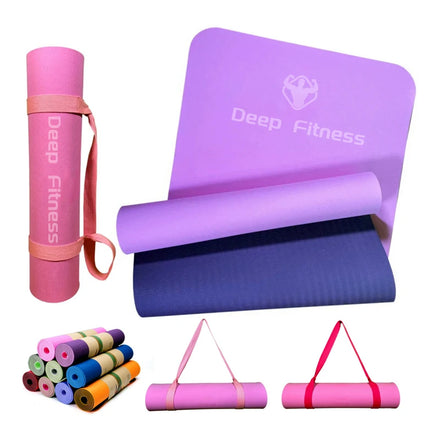 Customized Logo 183*61*0.6cm Eco Friendly Single and Double Color Mat Yoga Folding Durable Yoga Pad TPE Yoga Mat With Strap