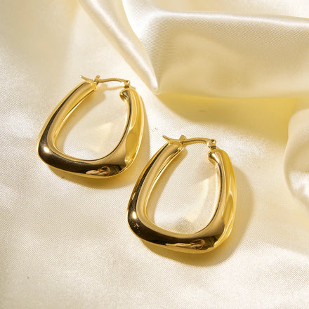 Hollow U Shape Earrings Fashionable 316 Stainless Steel 18K PVD Plating Simple High Polished Waterproof for Woman Trendy Opp Bag