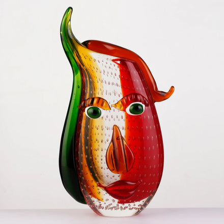 Hot Selling Online Handmade Red Glass Face Vase Modern Artistic Design for Home Decoration