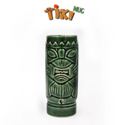 Custom Shaped Ceramic Pottery Green Figure Tiki Mug with Rope Cartoon Style Disposable for Bar Wholesale Decor