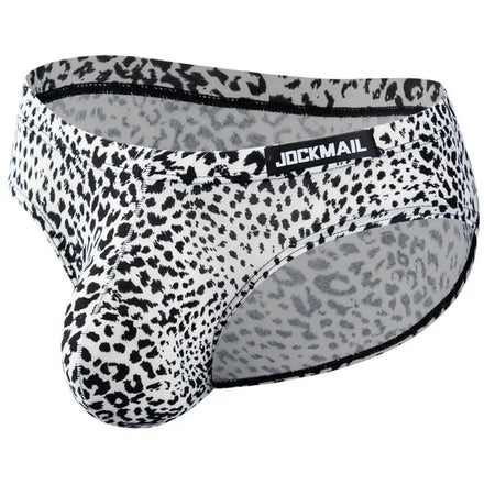 Brand Clothing Fashionable Sexy Men's Underwear Snow Leopard Print Breathable Anti-Bacterial Quick Dry Low-Rise Boxer Briefs