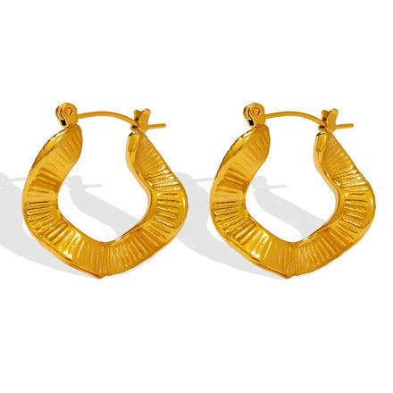 Non Tarnish Exquisite Stainless Steel Irregular Twisted Earring 18k Gold Minimalist Irregular Hoop Earrings for Women Jewelry