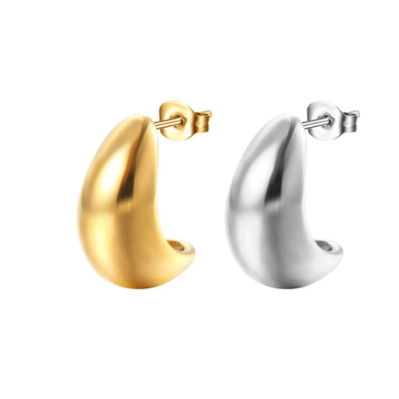 Gold Hoop Earrings for Women Stud Half Open 18K Gold Filled Small Simple Hypoallergenic Post C-Earrings Illusion Jewelry