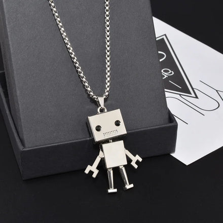Trendy Waterproof Stainless Steel Chain Robot Necklace Punk Style Hip Hop Robot Pendant Necklace Jewelry Wholesale 2023