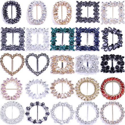 New Trendy Round Crystal Rhinestone Buckle Invitation Ribbon Slider Rhinestone Ribbon Buckles