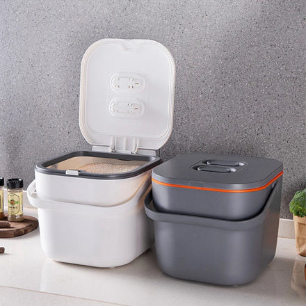 Household 10L Large Capacity Hand Blown Vacuum Sealed Push-type Multifunction Kitchen Rice Bucket Handle for Cereals Party Use
