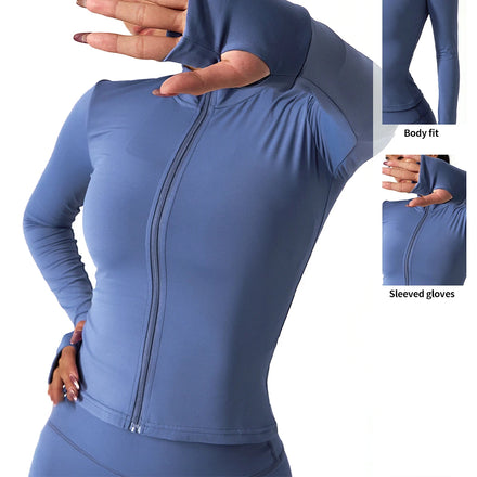 Custom Fitness Women Jacket Activewear Zip Long Sleeve Top Workout Yoga Apparel Sets SportsWear 3 Piece Gym Yoga Wear