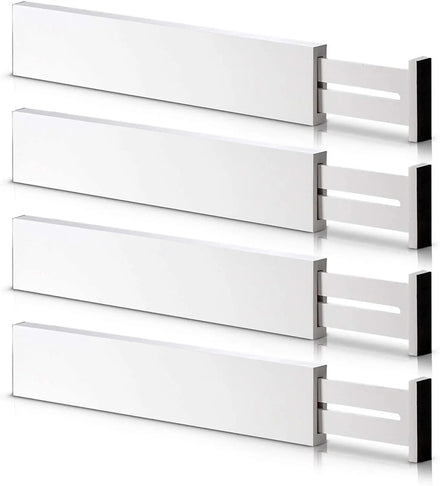 4pcs White Bamboo Expandable Drawer Organizers Popular Cheap Separators for Bedroom Bathroom Dresser and Kitchen Wardrobe