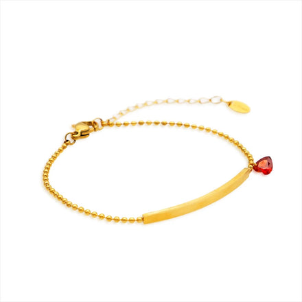 Chris April 316L Stainless Steel PVD Gold Plated Heart Zirconia Beaded Chain Bracelet with Tube