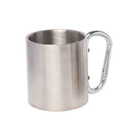 Custom Logo 304 Stainless Steel Camping Mug with Carabiner Metal Mug