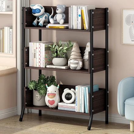 Custom 3-Layer Wooden Modern Kids Metal Frame Bookshelf with Smooth Surface for Warehouse Use