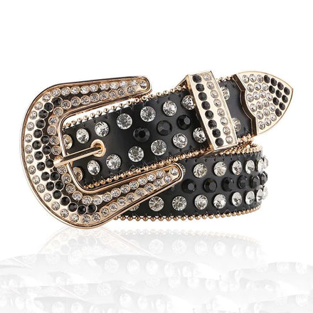 Direct Factory Customized Zinc Alloy 4.0cm Width Crystal Diamond Pin Buckle Belt