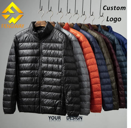 Fengway Custom Men's Winter Warm Puffer Jacket Stand Collar Thin Padded Plus Size Bubble Coat Casual Style
