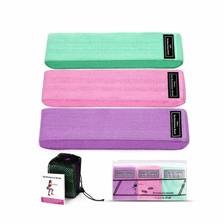 Custom Logo Gym Exercise Bands Set Non-Slip 3 Level Fabric Hip Glutes Resistance Booty Bands Made From Latex