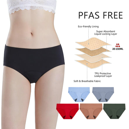 Shanhao OEM Reusable Medium Flow Menstrual Panties Women's PFAS-free Leakproof Panties Bio Based Cotton Period Panties