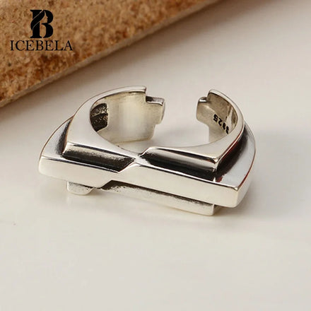 ICEBELA Personality Ring Wrought Open Adjustable Ring Stereoscopic Thai Silver Finger Unique Stacking 925 Sterling Silver Rings